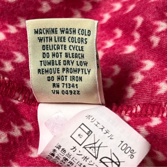 L.L. Bean Pink Birdseye Print Fleece Jacket Size XL Sweater 1/4 Zip Pullover Top - Picture 8 of 10